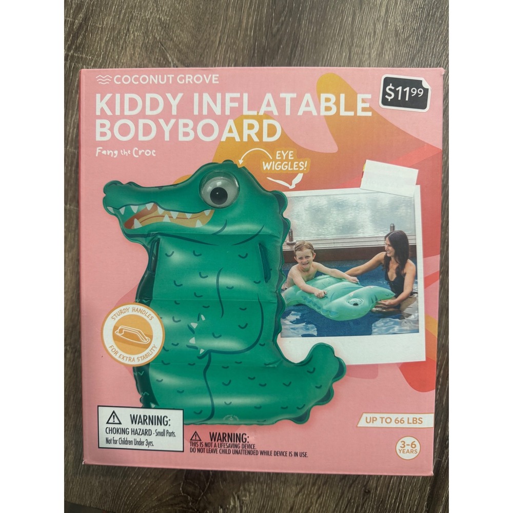 Coconut Grove Kiddy Inflatable Bodyboard Fang the Croc Green Crocodile Pool Floa